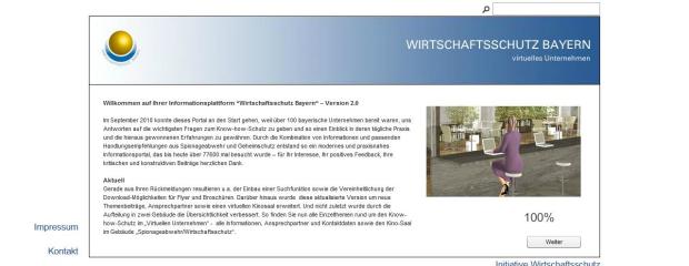 Screenshot des Internetportals "Wirtschaftsschutz Bayern" Screenshot des Internetportals "Wirtschaftsschutz Bayern"