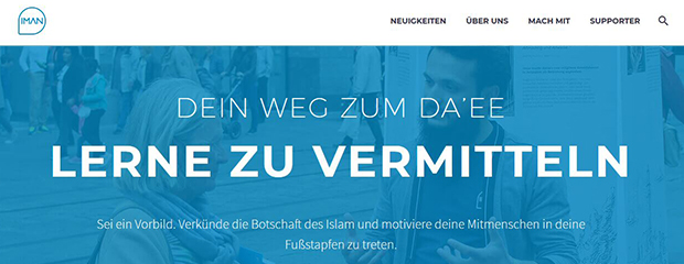 Screenshot der Webseite der Da'wa-Organisation Iman Screenshot der Webseite der Da'wa-Organisation Iman