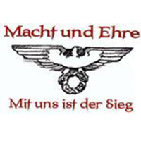 Rechtsextremistisches Logo mit dem Schriftzug "Macht und Ehre - Mit uns ist der Sieg"